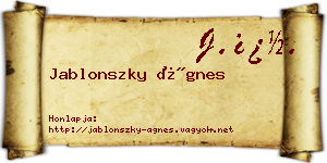 Jablonszky Ágnes névjegykártya